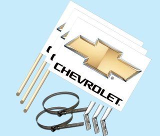 NEOPlex   "Chevrolet Logo"   Complete 3 flag Package   Includes 3 flags on Wooden Poles and a 3 flag Pole Bracket : Outdoor Flags : Patio, Lawn & Garden