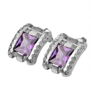 Swarovski Elements Crystal 18K gold plated earrings, Fashion jewelry, Nickel free Purple Stone Stud Earring: Jewelry
