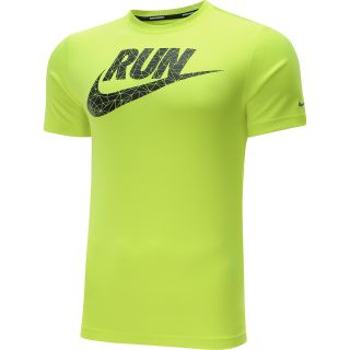 NIKE Mens Legend Swoosh Short Sleeve Running T Shirt   Size: 2xl, Volt/silver