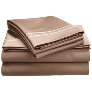 Home City Inc. Egyptian Cotton 800 Thread Count Two tone Embroidered Sheet Set Brown Size California King