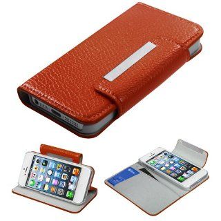 Fits Apple iPhone 5 Hard Plastic Snap on Cover Orange Premium Book Style MyJacket Wallet (with card slot) (734) AT&T, Cricket, Sprint, Verizon (does NOT fit Apple iPhone or iPhone 3G/3GS or iPhone 4/4S): Cell Phones & Accessories