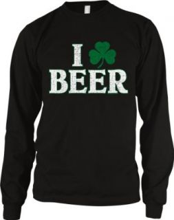 I Clover Beer Mens Thermal Shirt, I Love Beer Irish Drinking Mens Long Sleeve Thermal Top Novelty T Shirts Clothing