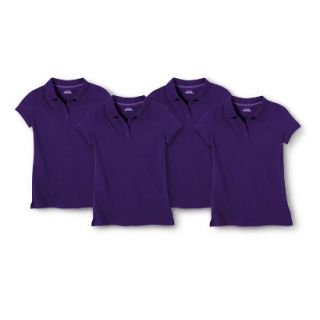Cherokee Girls School Uniform 4 Pack Short Sleeve Pique Polo   Concord Grape XL