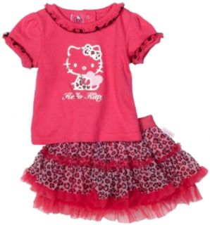 Hello Kitty Baby girls Infant Leopard Skirt Set, Dark Pink, 18 Months: Infant And Toddler Clothing Sets: Clothing