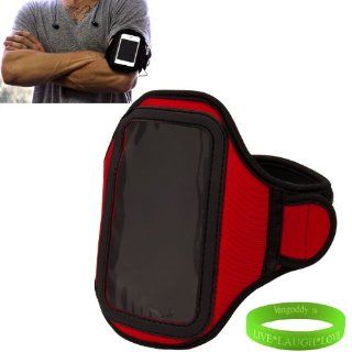 Nokia Lumia 720 Windows Phone 8 Smart Phone Neoprene Exercise Armband ( Red ) with Sweat Resistant Lining , Velcro Strap Extender , Key Pocket and Excess Earphone Cord Holder + VanGoddy Wrist Band: Cell Phones & Accessories