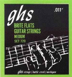 GHS Electric Guitar   Brite Flats (Ground Roundwound) Medium, .011   .050, 720: Musical Instruments