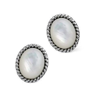 Sterling Silver Mother of Pearl Button Earrings: Relios Jewelry: Jewelry