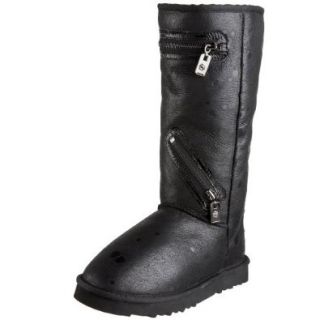 Australia Luxe Collective Women's Biker Short Sheepskin Boot With Zipper Detail,Black Moon Matching,5 M US Shoes