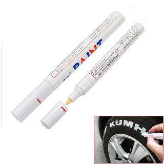 White Permanent Car Tyre Tire Metal Paint Pen Marker : Office Products