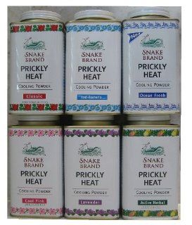 Snake Brand Prickly Heat Cooling Powder 150g, 6 pack (Classic, Anti bacteria, Ocean Fresh, Active Herbal, Lavender, Cool Pink): Health & Personal Care