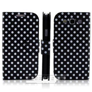 Huaqiang3c FREE USPS SHIPPING Black Polka Dots PU Leather Flip Case Cover for Samsung Galaxy S 3 III SGH I747 I9300: Cell Phones & Accessories