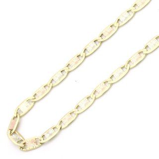 14K Tri Color Gold 3mm Valentino Chain Necklace 24": Jewelry