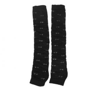 2 Pcs Bowknot Printed Stretchy Knitting Leg Warmers Black for Woman at  Womens Clothing store