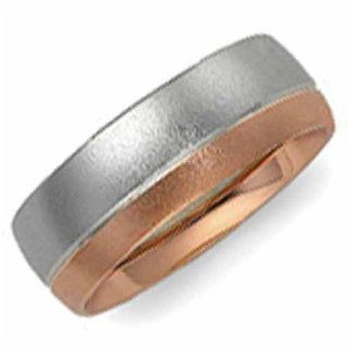 14Kt Rose and White Gold Comfort Fit Ladies Wedding Band Jewelry