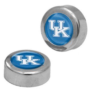 University of Kentucky Wildcats "UK" Plate Frame Chrome Screw Covers Snap Caps with NCAA College Sports Team Logo Automotive