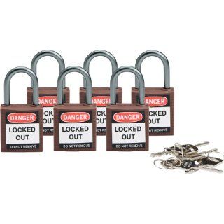 Brady 118931 Brown, Brady Compact Safety Lock   Keyed Different (6 Locks) Industrial Lockout Tagout Keyed Padlocks