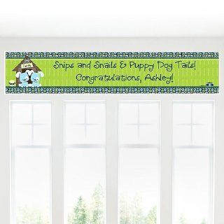 Banner   Twin Boy Puppy Dogs   Personalized Baby Shower Banner: Toys & Games
