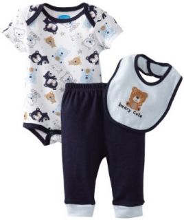 Bon Bebe Baby Boys Newborn Beary Cute 3 Piece Pant Set, Navy/White, 6 9 Months: Infant And Toddler Pants Clothing Sets: Clothing