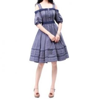 Artka Women's Vintage Blues European Style tuck Pleats Dress at  Womens Clothing store