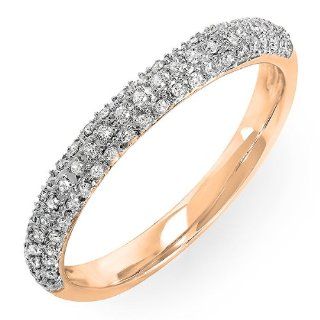 0.25 Carat (ctw) 14k Gold Round Diamond Ladies Pave Anniversary Wedding Band Stackable Ring 1/4 CT: Pave Set White Gold Bands: Jewelry