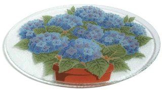 Peggy Karr Handcrafted Art Glass Hydrangea Serving Dish, Oval, 18 Inch: Platters: Kitchen & Dining