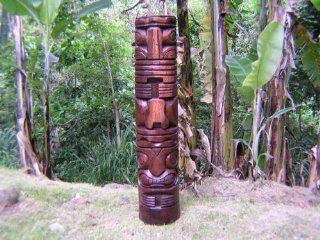COLUMN TAHITIAN TIKI TOTEM 4 FEET   LOVE & PROSPERITY   NATURAL ACACIA   Outdoor Statues