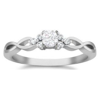 0.43 Carat Round Diamond Engagement Ring Bridal Set Wedding Ring on 10k White Gold: FineTresor Jewelry