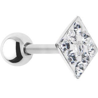 16 Gauge Clear Crystal Ferido Square Cartilage Tragus Earring Body Candy Jewelry