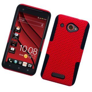Red Black Apex Perforated Double Layer Hard Case Cover for HTC Droid Dna/ 6435 + Free Silver Stylus Pen: Cell Phones & Accessories
