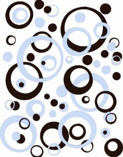 Chocolate Brown & Pwd Blue Wall Sticker Decals Circles Rings Dots Bubbles Baby Room Decor   Other Products  
