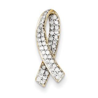 14k Diamond Breast Cancer Awareness Pendant: Pendant Necklaces: Jewelry