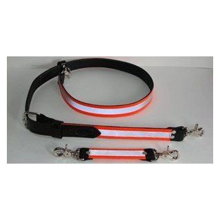 Sav A Jake Firefighter Gear Tools XL Length Leather Radio and Anti Sway Straps   3M Triple Orange Stripe NOW WITH TWO MIC LOOPS Science Lab Emergency Response Equipment