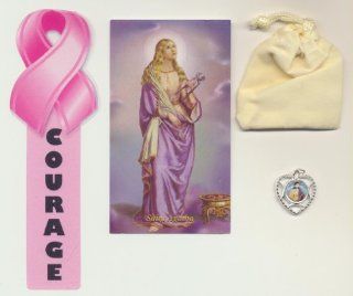 Saint Agatha Relic Medal with Holy Card, Pink Bookmark and Velour Bag Patron for Breast Cancer Patients : Other Products : Everything Else