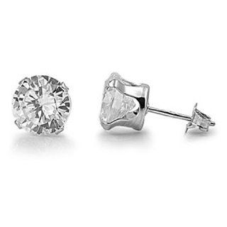 316L Stainless Surgical Steel Earrings   Birthstone CZ Stud Earrings   6mm, Diamond: Jewelry