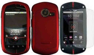 Red Hard Case Cover+LCD Screen Protector for Verizon Wireless Casio G'zOne Commando C771: Cell Phones & Accessories