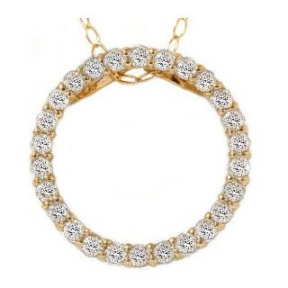 .44 CT Round Diamond Circle Eternity Pendant 14K Yellow Gold Womens Necklace 16": Jewelry