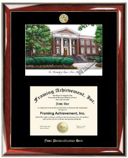 Gold Embossed Personalization University of Akron Lithograph Diploma Frame   Choice of College Major Gold Seal Insignia   Premium Wood Glossy Prestige Mahogany with Gold Accents   Single Matted Black Mat   Double Frames