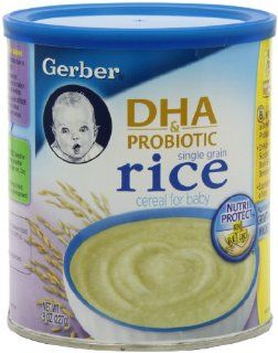 Gerber Cereal, Rice Single Grain (with DHA and Probiotic), 8 Ounce Canisters (Pack of 6) : Baby Food Cereal : Grocery & Gourmet Food
