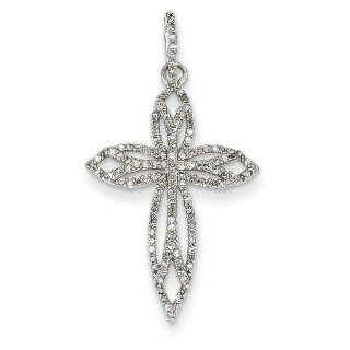14k White Gold Diamond Cross Pendant. Carat Wt  0.26ct. Metal Wt  1.58g: Jewelry