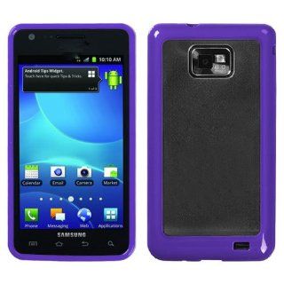 Transparent Gummy Protector Skin Cover (Faceplate/Snap On) Hybrid Cell Phone Case for Samsung Galaxy S II / SGH i777 AT&T   Transparent Clear/Solid Purple: Cell Phones & Accessories