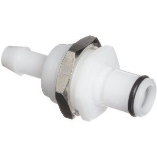 Value Plastics XQCBM755 1006 B Natural Acetal Tube Fitting, Barbed Open Flow Panel Mount Coupling, 1/4" (6.4 mm) Tube ID, Male (Pack of 10): Barbed Tube Fittings: Industrial & Scientific