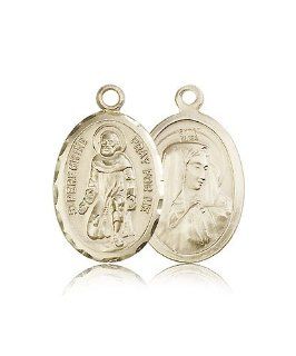 Free Engraving Included Medal 14k Gold St. Saint Peregrine Medal 1" 0046PKT w/o Chain w/Box Patron Saint of Cancer/Running Sores: Jewelry