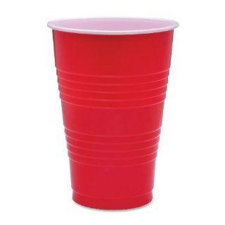 Genuine Joe GJO11251 Plastic Party Cup, 16 Ounce Capacity, Red (Pack of 50): Industrial & Scientific