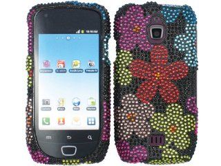 Red Pink Green Flowers Faceplate Diamond Crystal Hard Skin Case Cover for Samsung Exhibit 1 One 4G SGH T759: Cell Phones & Accessories