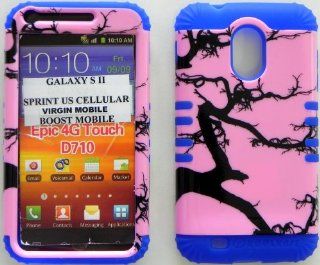 Heavy Duty Double Impact Hybrid Cover Case Real Tree Pink Camo Snap on Over Blue Soft Silicone Samsung S2 Galaxy Epic 4g Touch D710 R760 for Sprint/boost Mobile/virgin Mobile/us Cellular: Cell Phones & Accessories