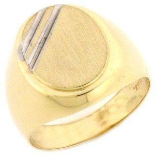 10k Solid Yellow Gold Oval Signet Mens Ring: Jewelry