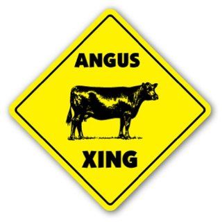 ANGUS CROSSING Sign xing gift novelty cattle cow steer beef steak meat : Street Signs : Patio, Lawn & Garden