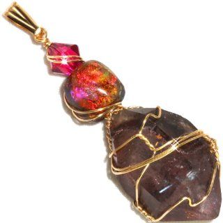 Melody's Crystal Wire Wrap Pendant in 14k Gold Filled with Iridescent Basha Bead By Puppylove: Puppy Love Jewelry: Jewelry
