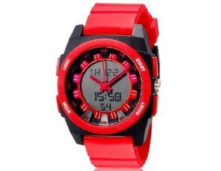 SHORS SH 765 Unisex Dual Movement Analog & Digital Waterproof Watch with LED Display (Red) M. : Sports Fan Watches : Sports & Outdoors