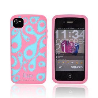 Salmon Pink Turquoise Original iLuv Aurora Glow In The Dark Soft Coated TPU Silicone Case ICC765PNK For AT&T Verizon iPhone 4 iPhone 4S Cell Phones & Accessories